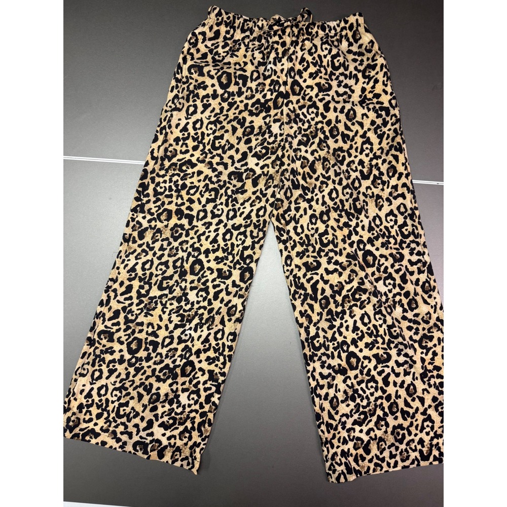 Catherine Malandrino Leopard Print Wide Leg Pants comfy chic officeSize M